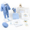Set Botez "Ursulet de Basm", format din Trusou Complet, Lumanare si Tinuta Eleganta, model Ursulet, 16 piese, pentru Baieti, culoare Bleumarin, marca LoreBebe ® - imagine 4