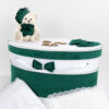 Set Botez "Ursuletul Jucaus", format din Trusou Complet, Lumanare si Tinuta Eleganta, model Ursulet, 16 piese, pentru Baieti, culoare Verde, marca LoreBebe ® - imagine 4