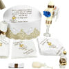 Set Botez "Andrei Marin", format din Trusou Complet, Lumanare si Tinuta Eleganta, model Ingeras, 17 piese, pentru Baieti, culoare Crem, marca LoreBebe ® - imagine 4