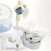 Set Botez "Ianis Gabriel", format din Trusou Complet, Lumanare si Tinuta Eleganta, model Ingeras, 24 piese, pentru Baieti, culoare Bleumarin, marca LoreBebe ® - imagine 4