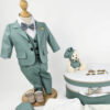 Set Botez "Lucas Ioan", format din Trusou Complet, Lumanare si Tinuta Eleganta, model Ursulet, 17 piese, pentru Baieti, culoare Verde, marca LoreBebe ® - imagine 4