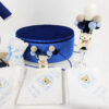 Set Botez "Mathias Nicholas", format din Trusou Complet, Lumanare si Tinuta Eleganta, model Ursulet, 17 piese, pentru Baieti, culoare Albastru, marca LoreBebe ® - imagine 4